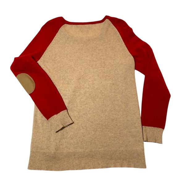 J. Crew Womens Wool-Blend Sweater Elbow Patches Sz Small Two Tone Layer Preppy - Picture 2 of 11